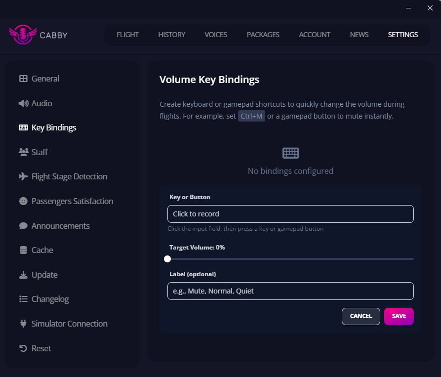Key Bindings - Create Panel
