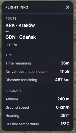 IFE flight info